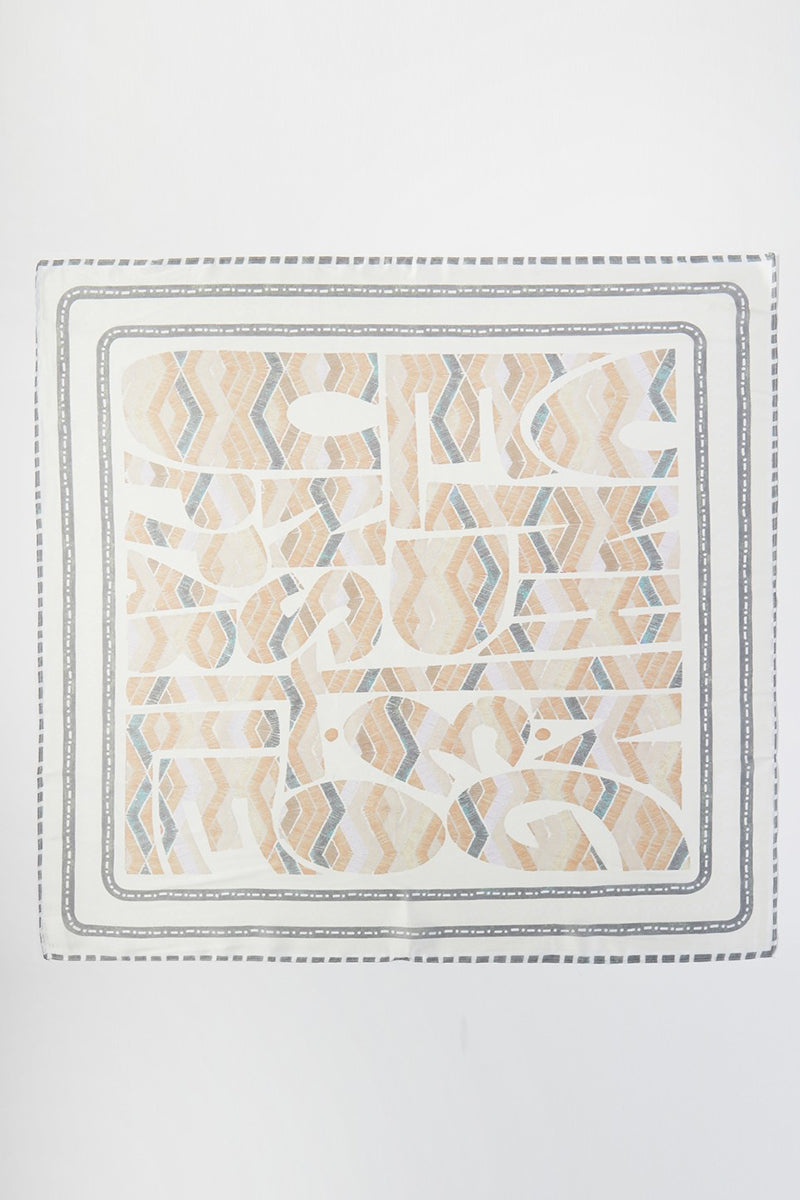Desert Drift Beige Square Satin Scarf