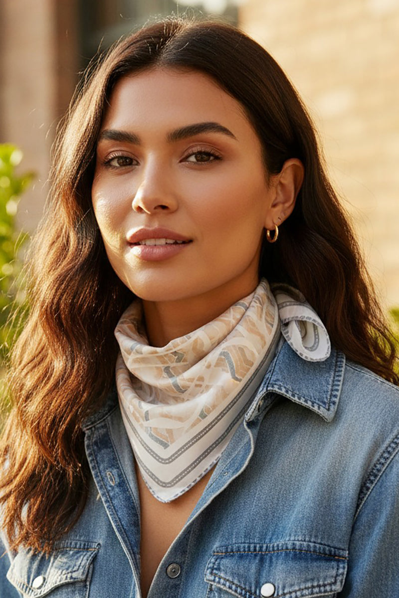 Desert Drift Beige Square Satin Scarf