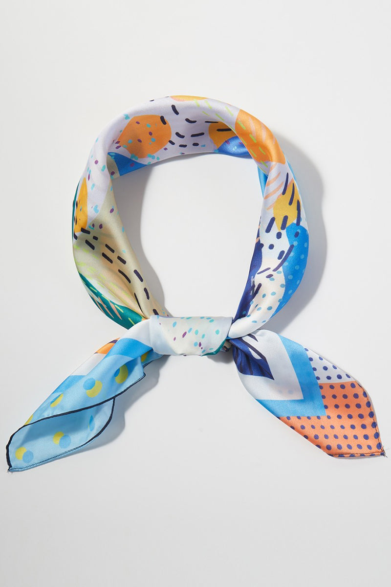 Find Your Rhythm Blue Square Satin Scarf