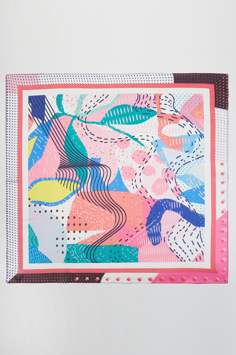 Find Your Rhythm Pink Square Satin Scarf