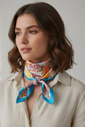 Coastal Cafe Blue Square Satin Scarf