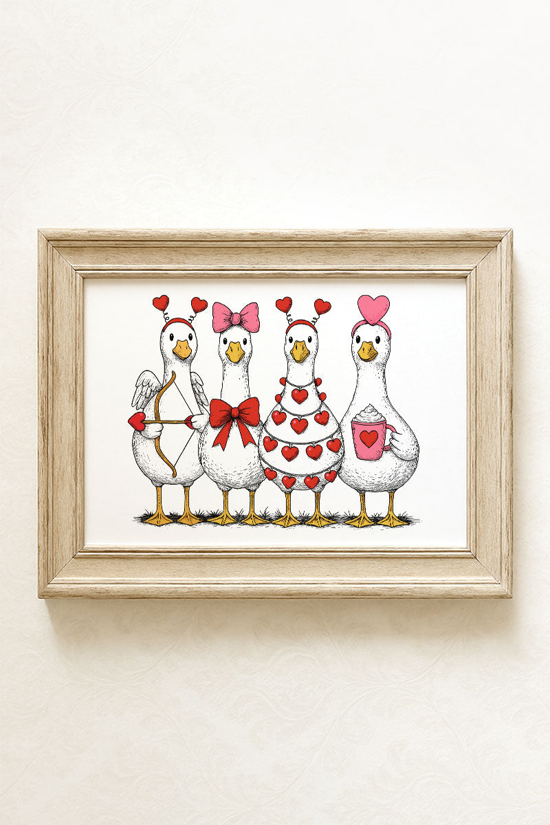 Geese In Love Formation Ready To Frame Canvas Print