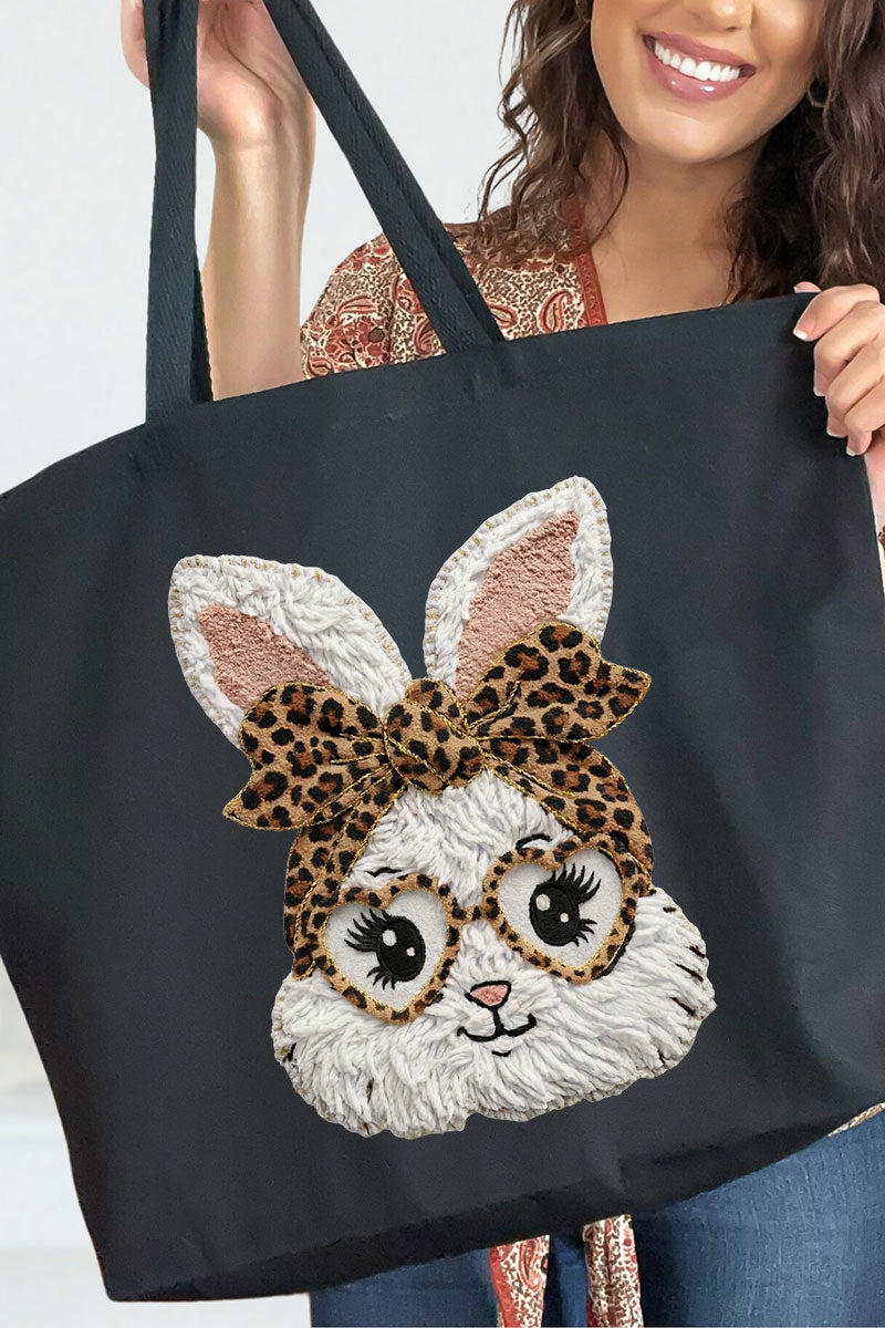 Faux Yarn Easter Bunny Canvas Jumbo Tote