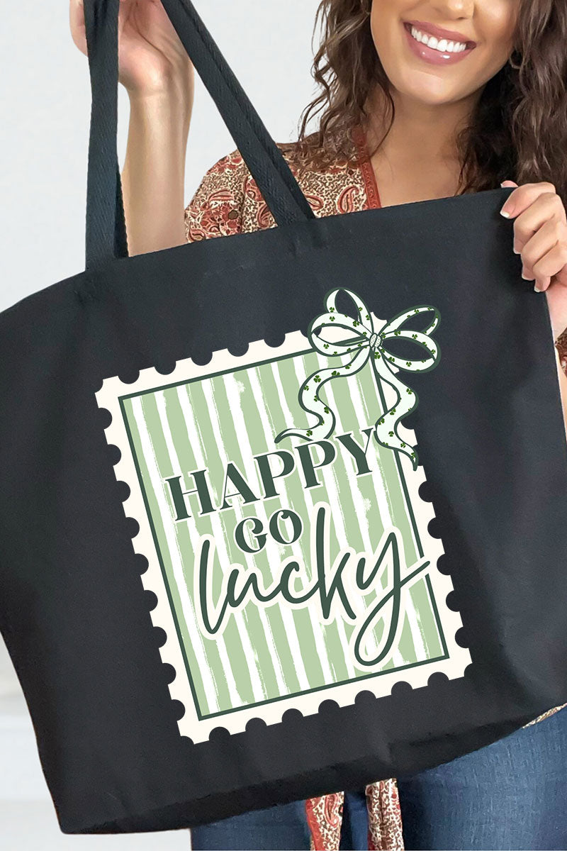 Happy Go Lucky Canvas Jumbo Tote