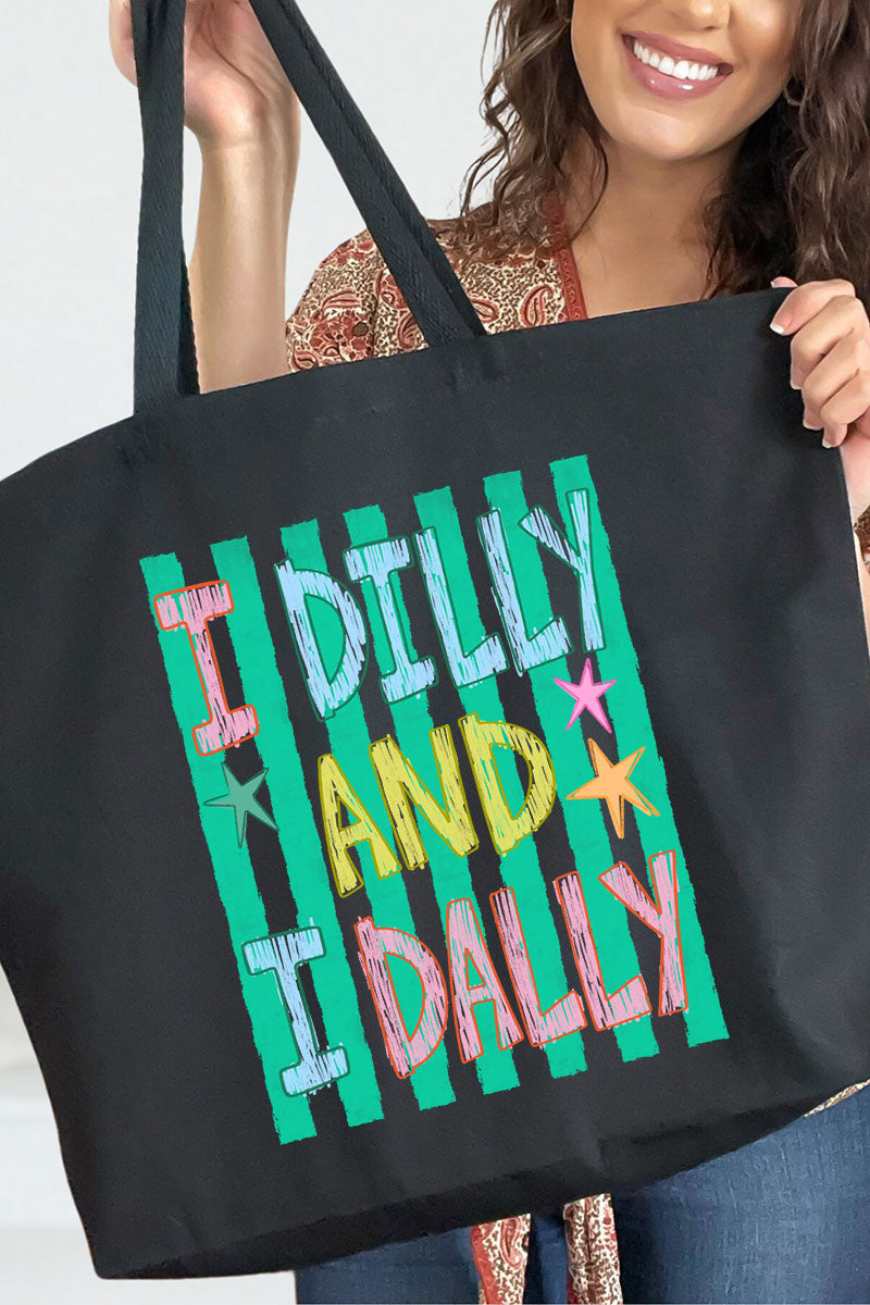 I Dilly & I Dally Canvas Jumbo Tote