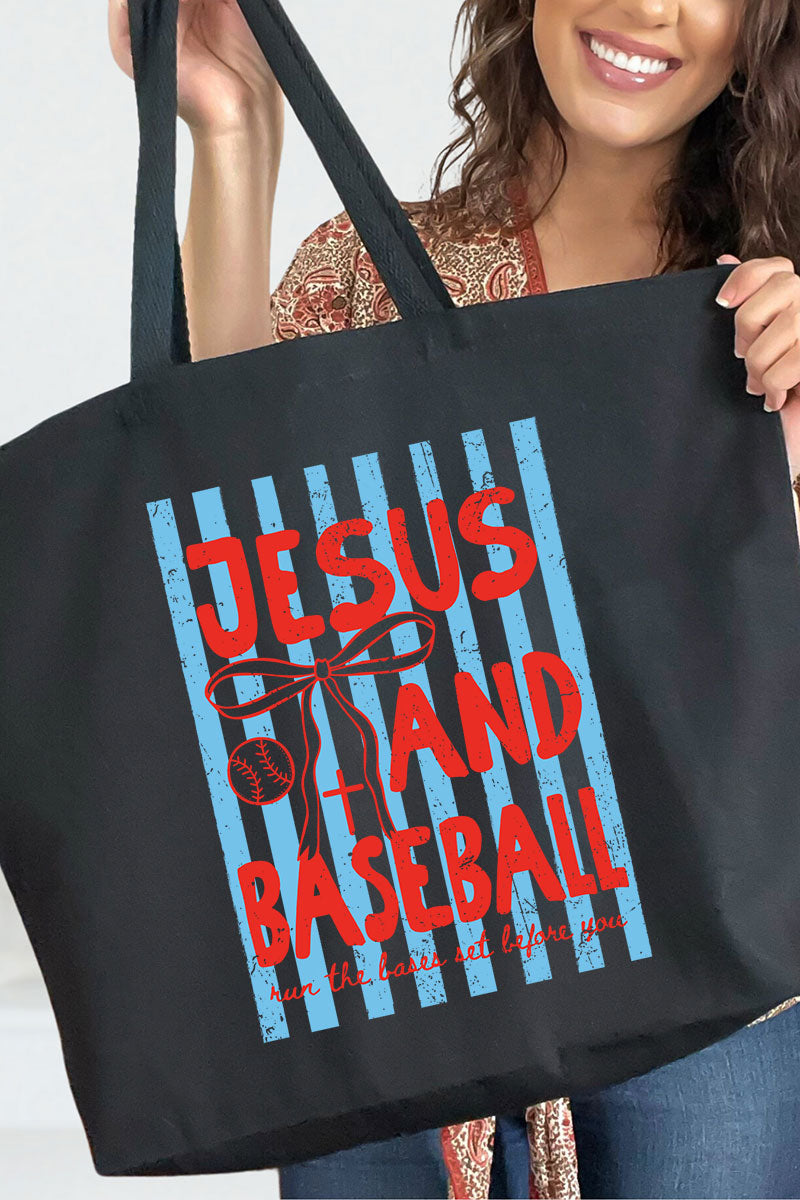 Jesus And Baseball Canvas Jumbo Tote