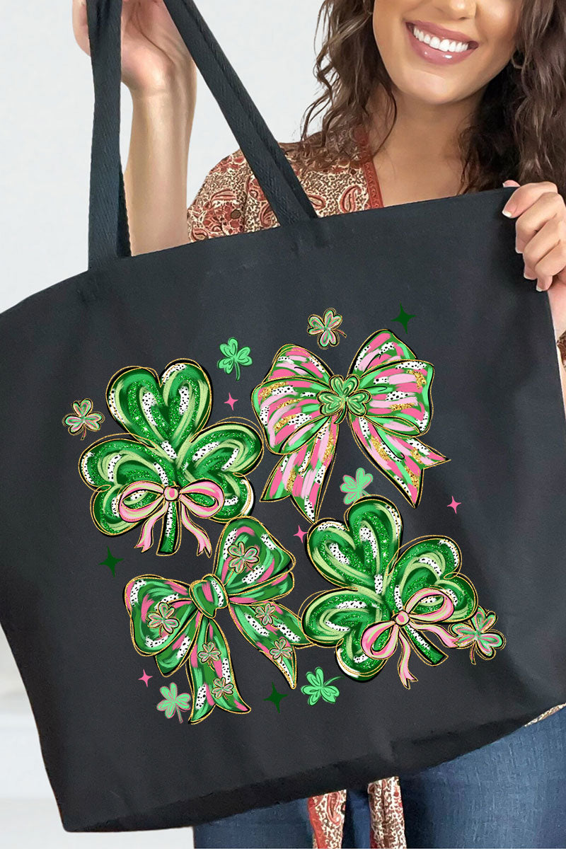 Lucky Luxe Bows Canvas Jumbo Tote