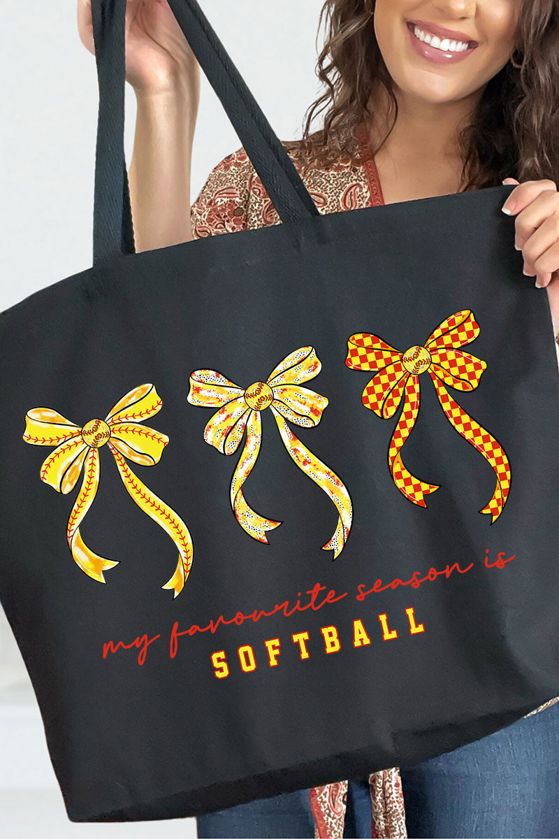My Favorite Season Is Softball Canvas Jumbo Tote
