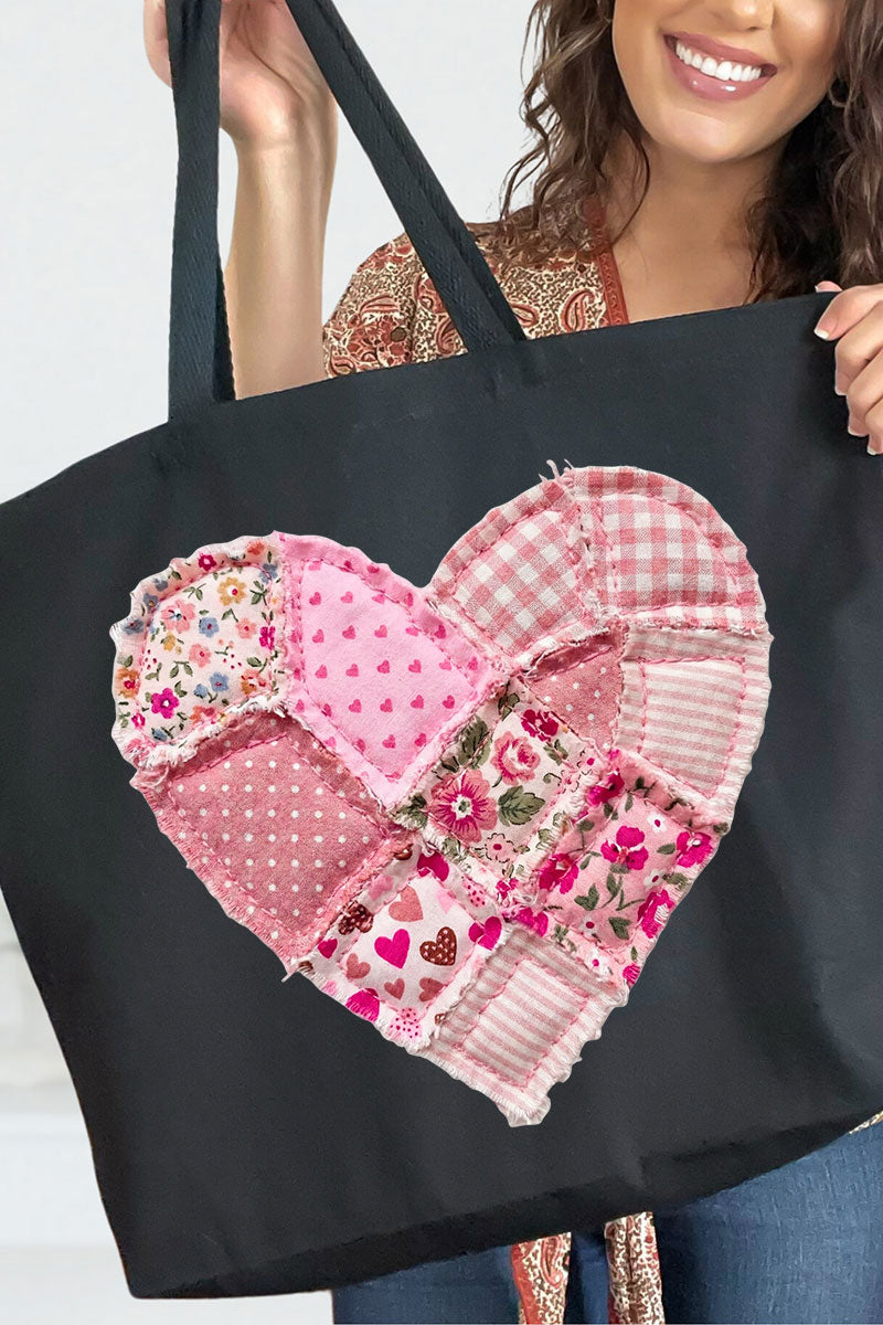 Patchwork Heart Canvas Jumbo Tote