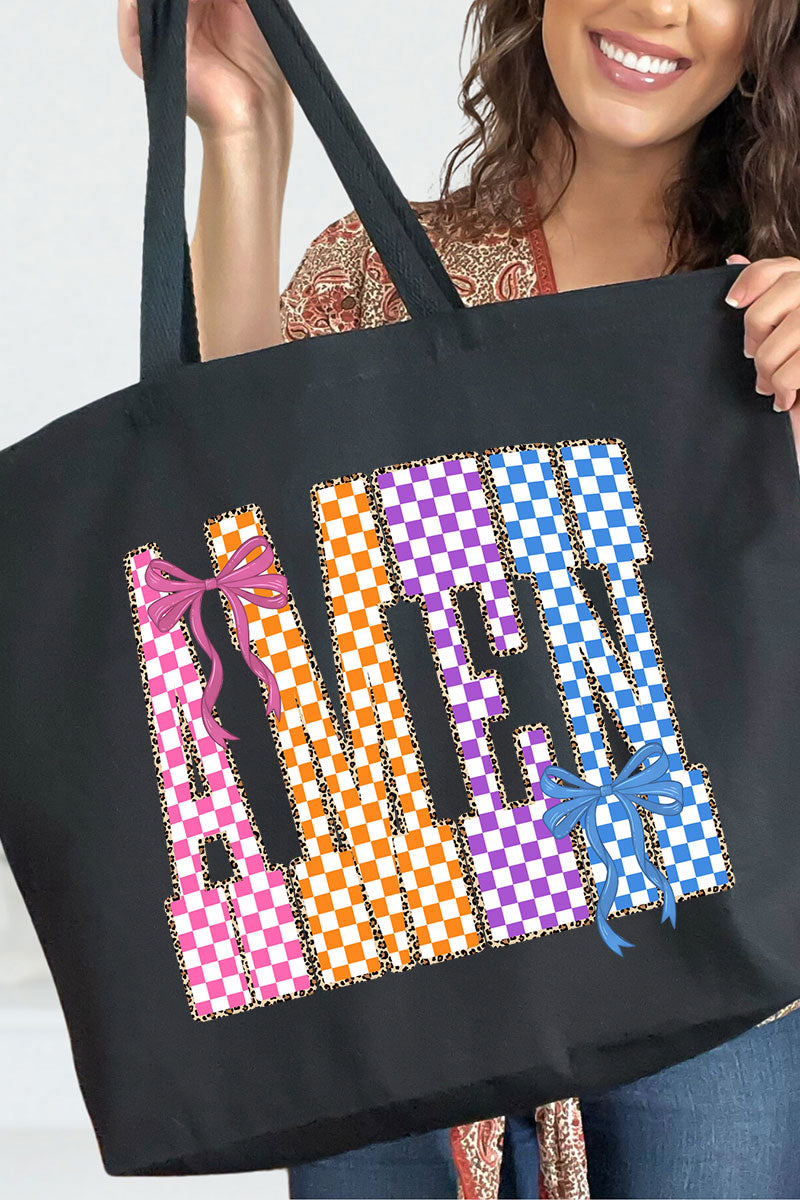 Color Check Amen Canvas Jumbo Tote