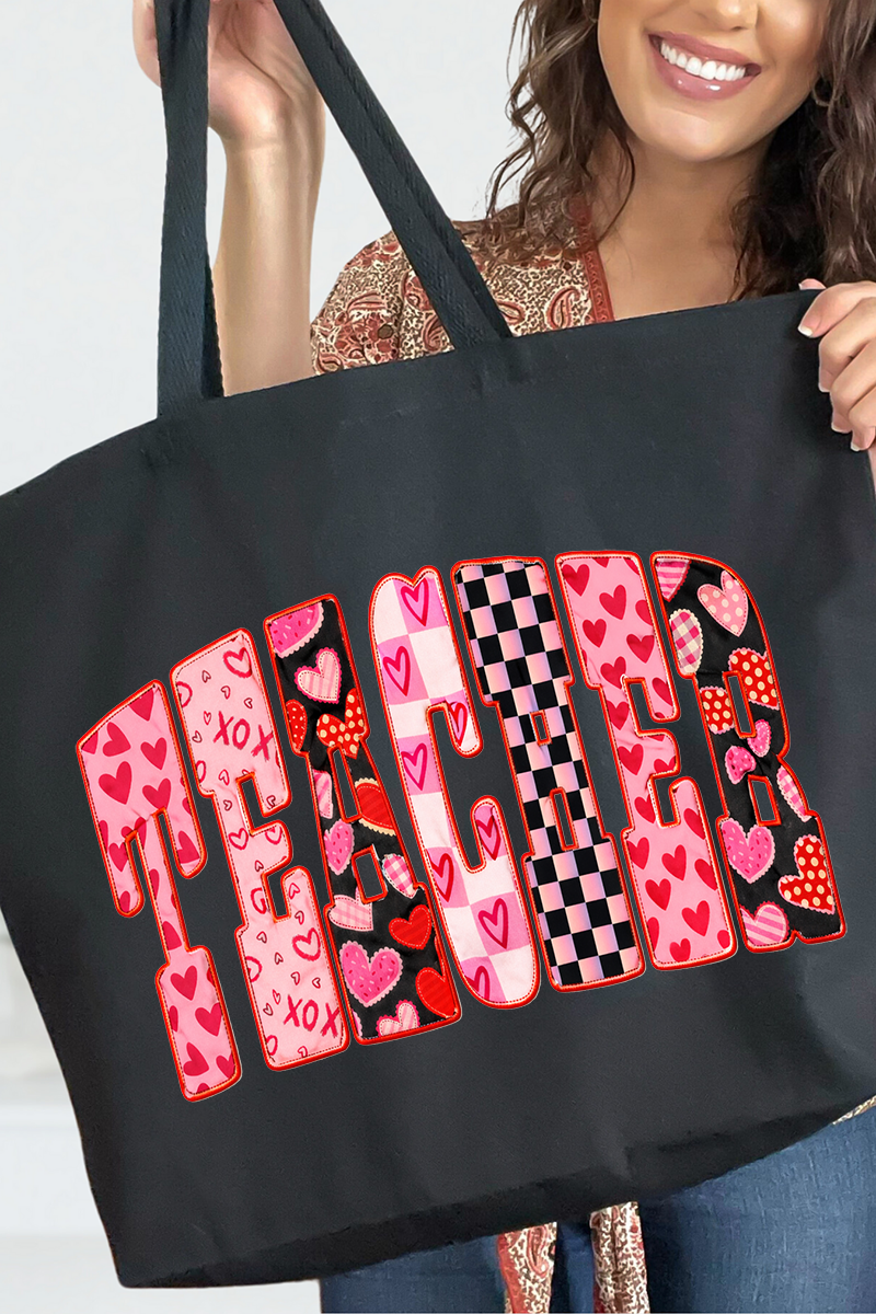 Teacher Full Of Love Canvas Jumbo Tote