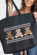 Tiny Teddy Trio Canvas Jumbo Tote