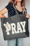 Coquette Cross Pray Canvas Jumbo Tote