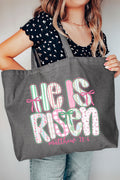 Lace & Bloom He Is Risen Canvas Jumbo Tote