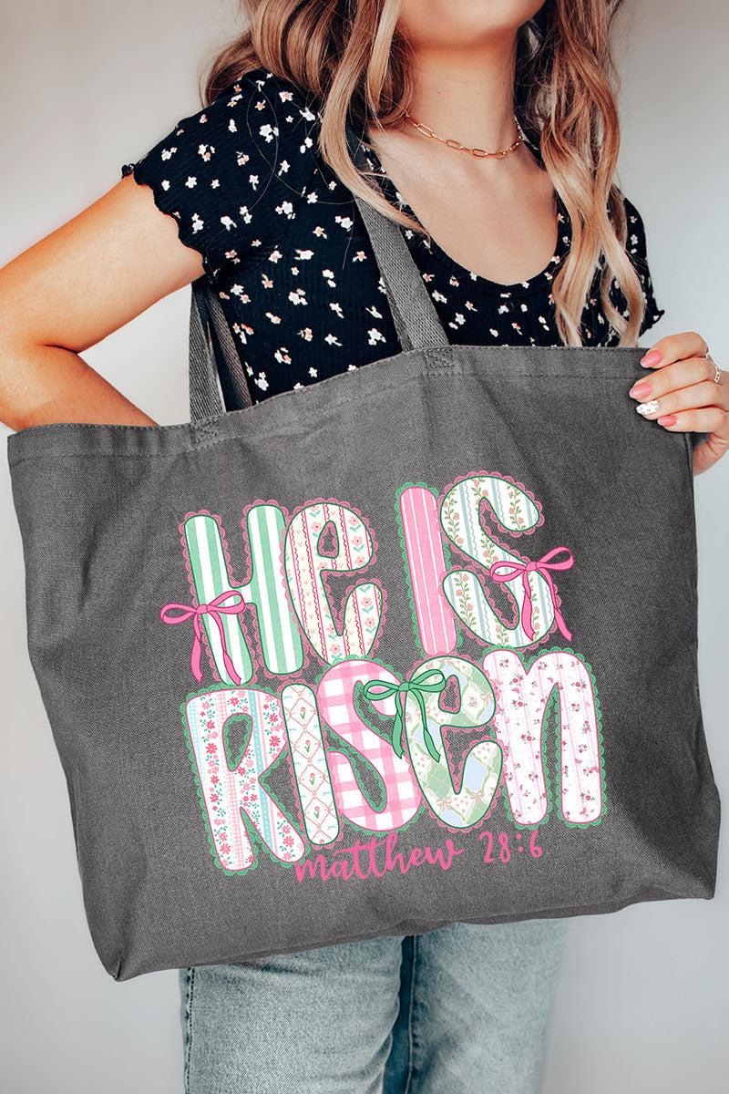 Lace & Bloom He Is Risen Canvas Jumbo Tote