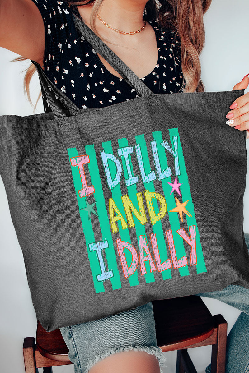 I Dilly & I Dally Canvas Jumbo Tote