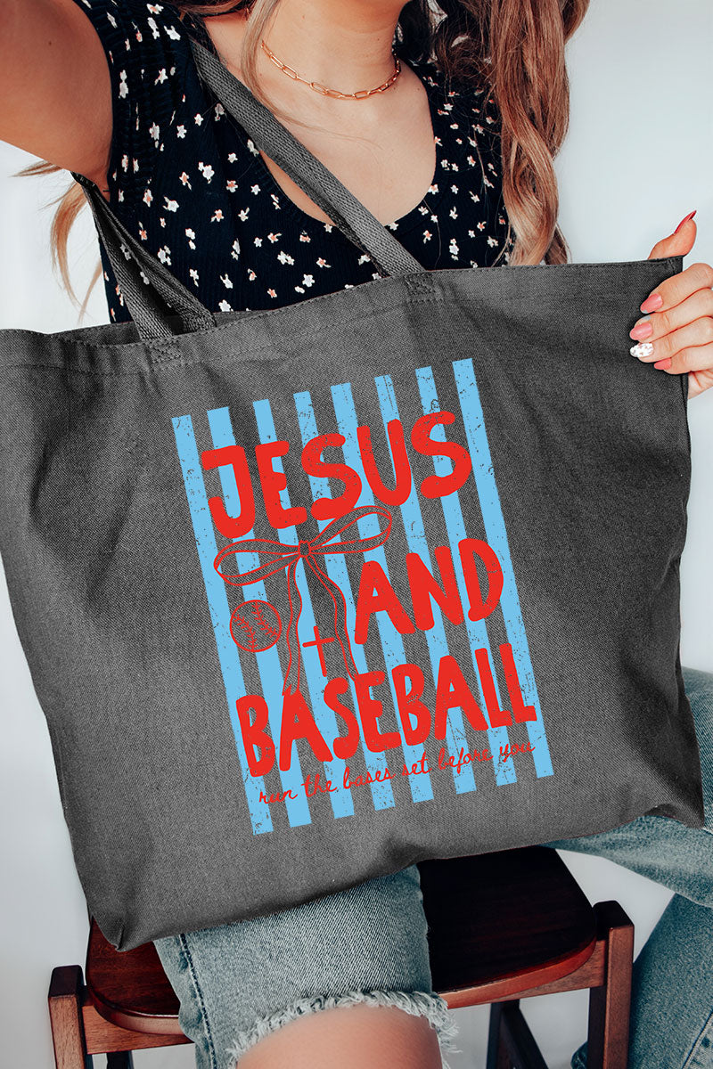 Jesus And Baseball Canvas Jumbo Tote