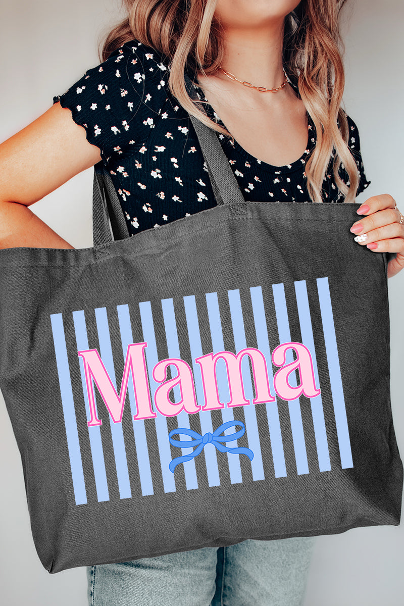 Mama Striped Canvas Jumbo Tote