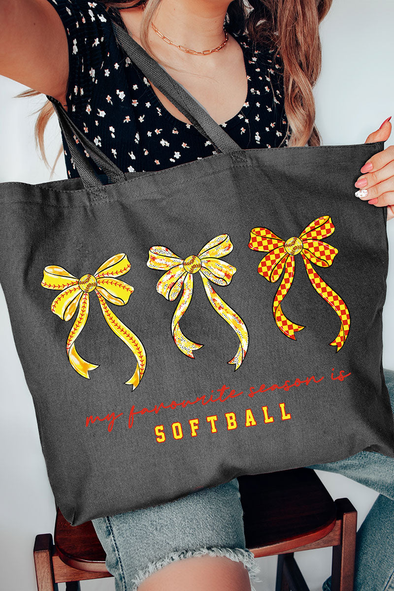 My Favorite Season Is Softball Canvas Jumbo Tote