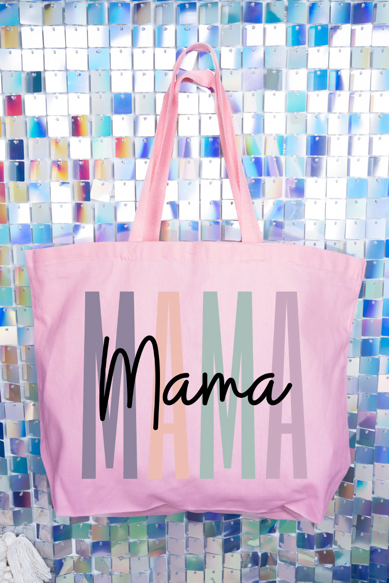 Block Script Mama Canvas Jumbo Tote