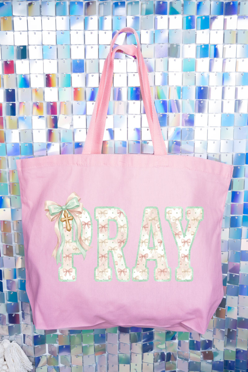 Coquette Cross Pray Canvas Jumbo Tote