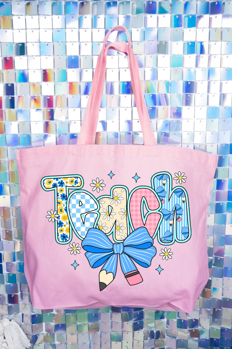 Daisy Days Teach Canvas Jumbo Tote