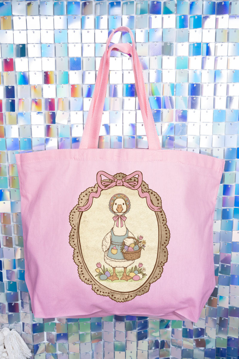 Easter Belle Spring Goose Canvas Jumbo Tote
