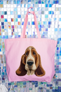 Faux Yarn Basset Hound Canvas Jumbo Tote