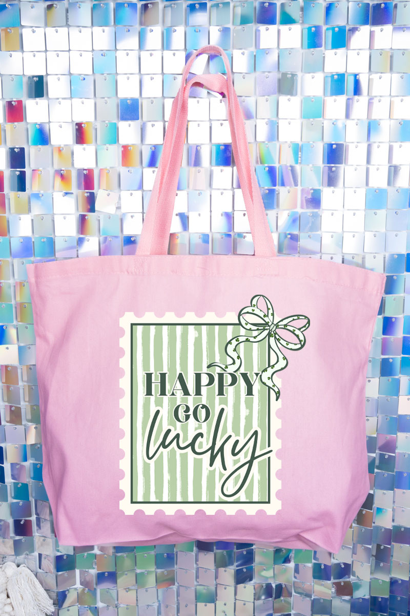 Happy Go Lucky Canvas Jumbo Tote