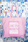 He Is Risen Stamp Canvas Jumbo Tote
