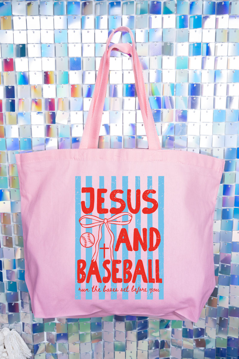 Jesus And Baseball Canvas Jumbo Tote