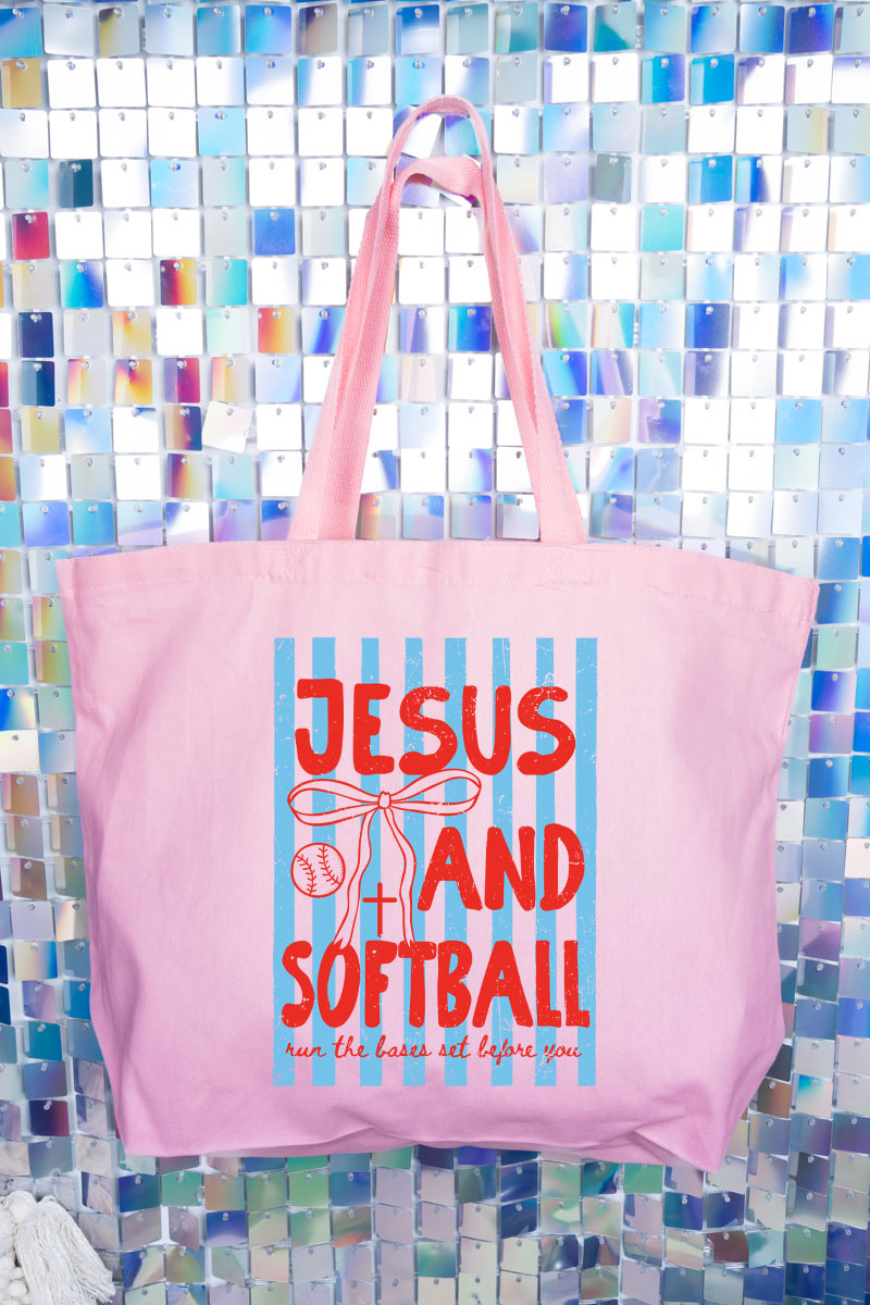 Jesus And Softball Canvas Jumbo Tote
