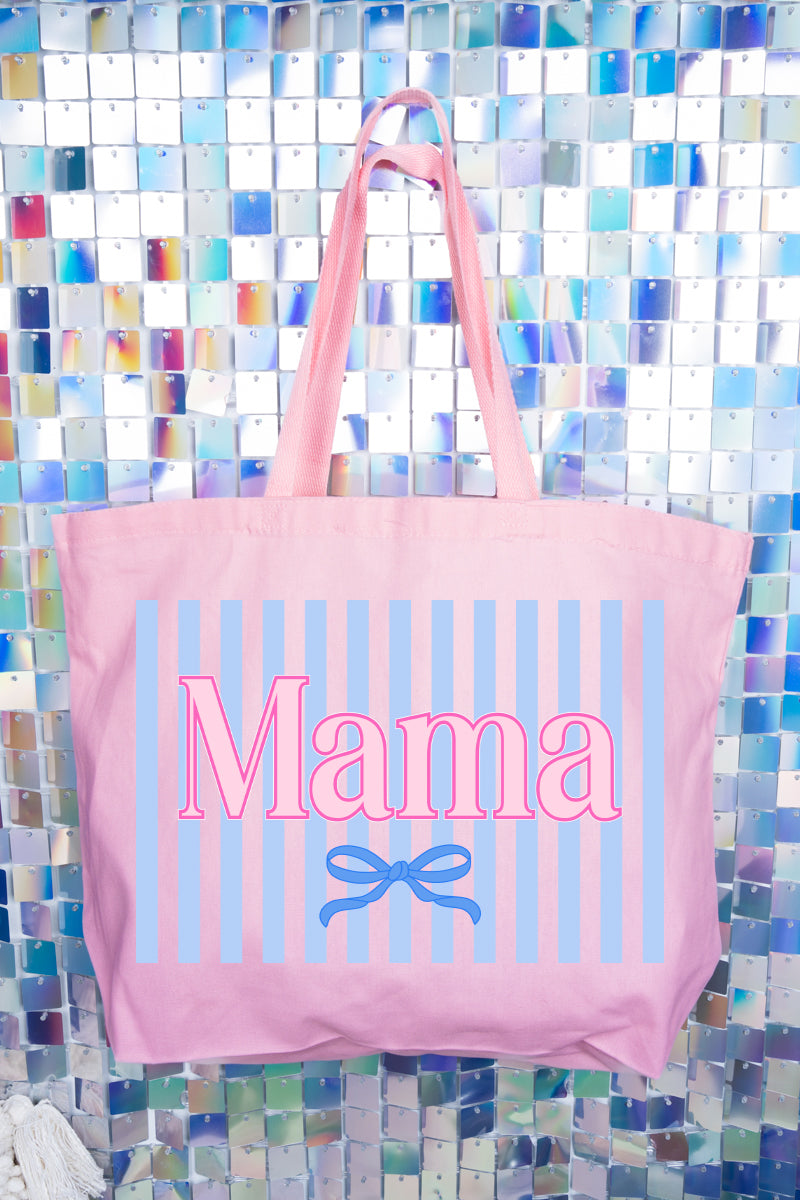 Mama Striped Canvas Jumbo Tote