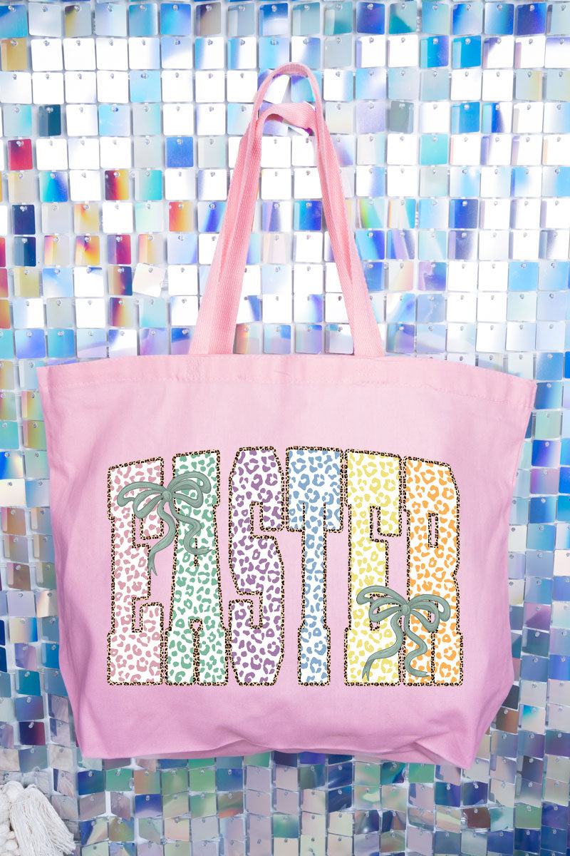 Pastel Easter Coquette Canvas Jumbo Tote