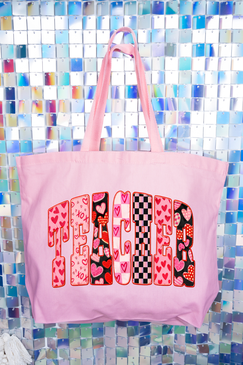 Teacher Full Of Love Canvas Jumbo Tote