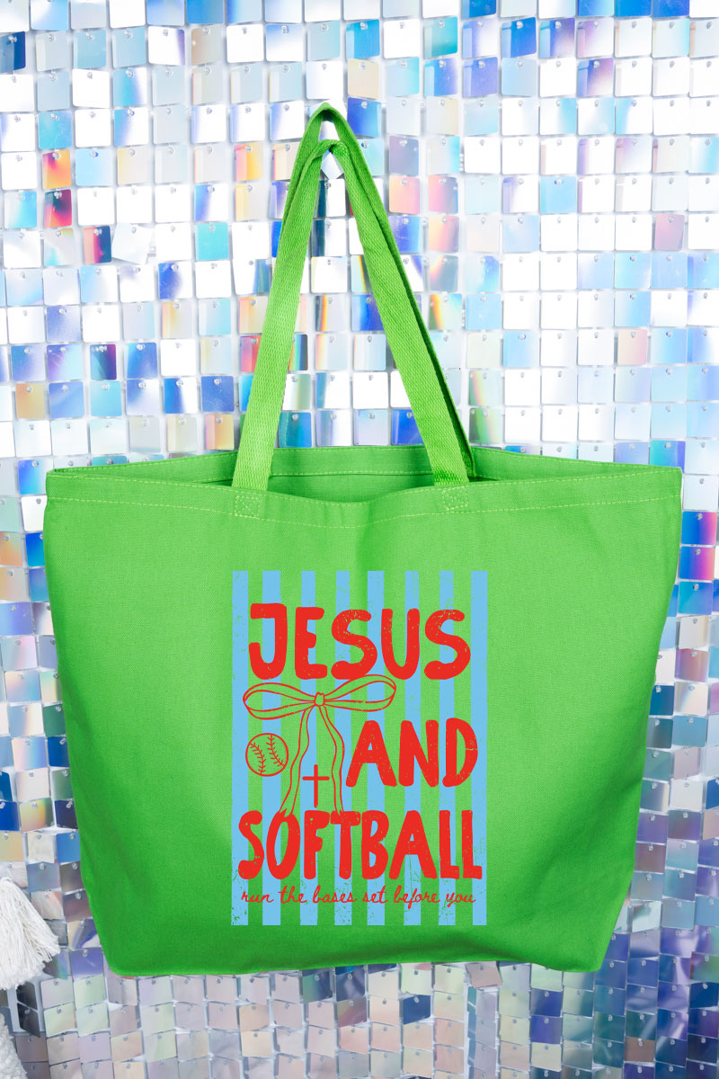 Jesus And Softball Canvas Jumbo Tote