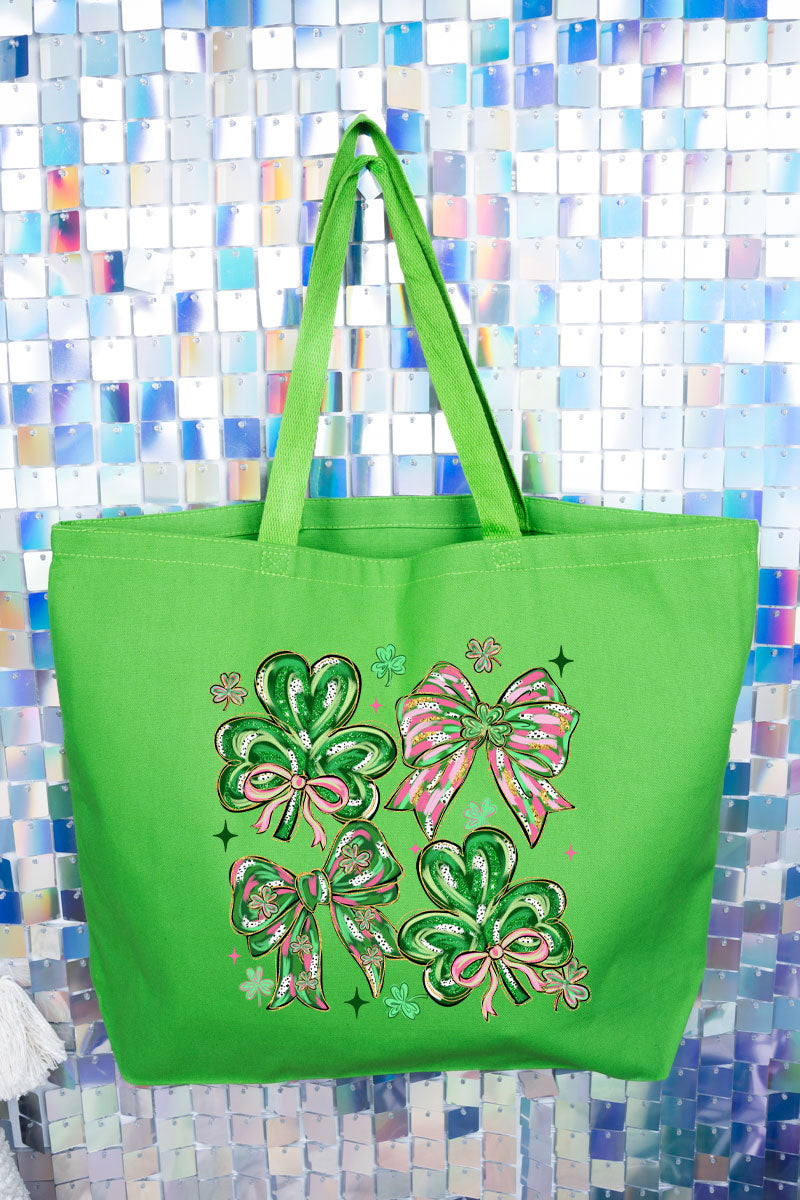 Lucky Luxe Bows Canvas Jumbo Tote