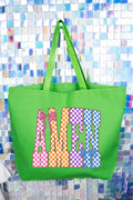 Color Check Amen Canvas Jumbo Tote