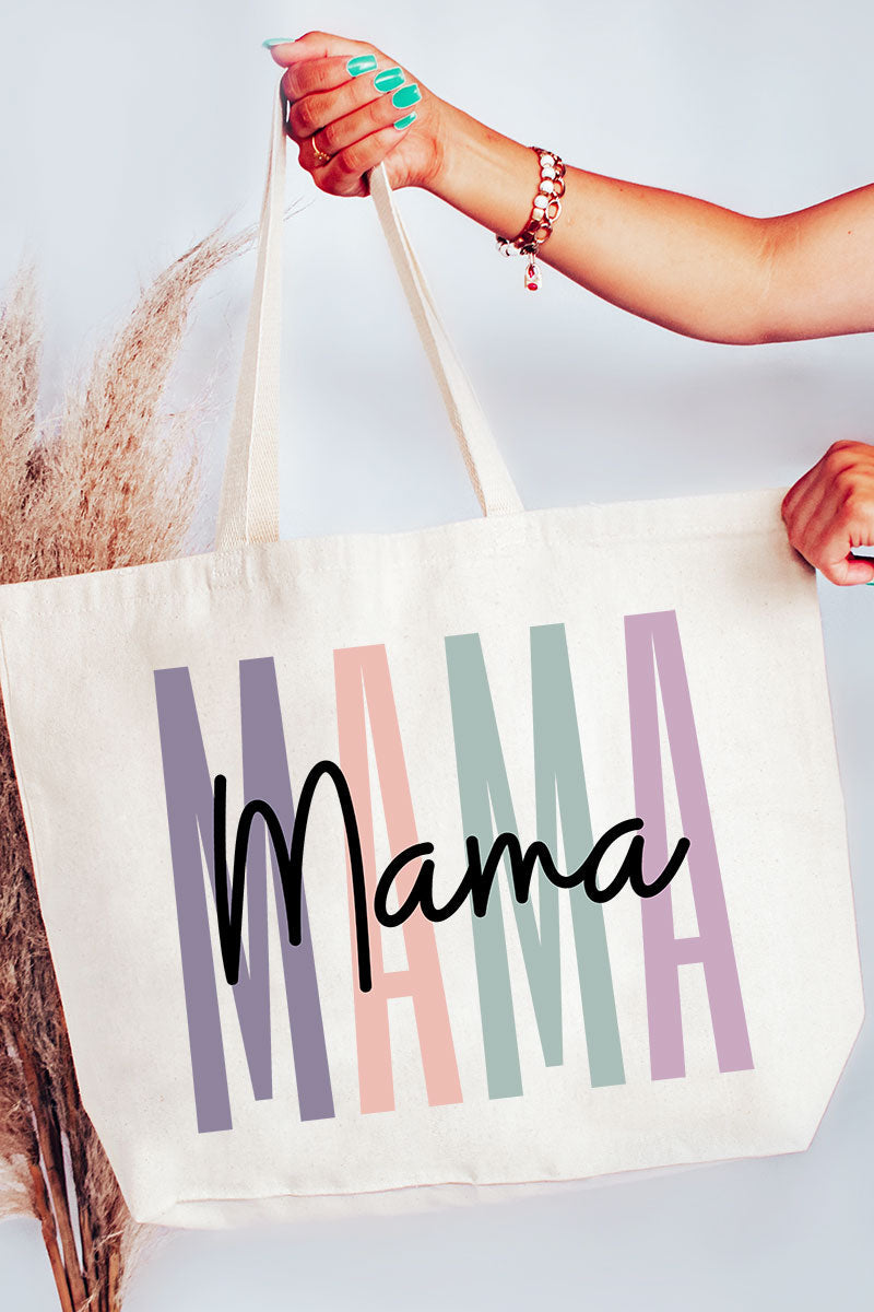 Block Script Mama Canvas Jumbo Tote