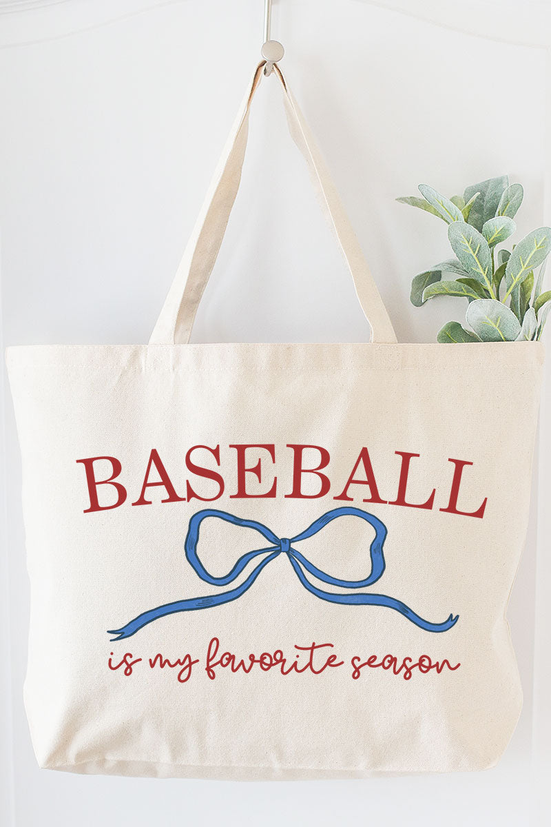 Coquette My Favorite Baseball Canvas Jumbo Tote