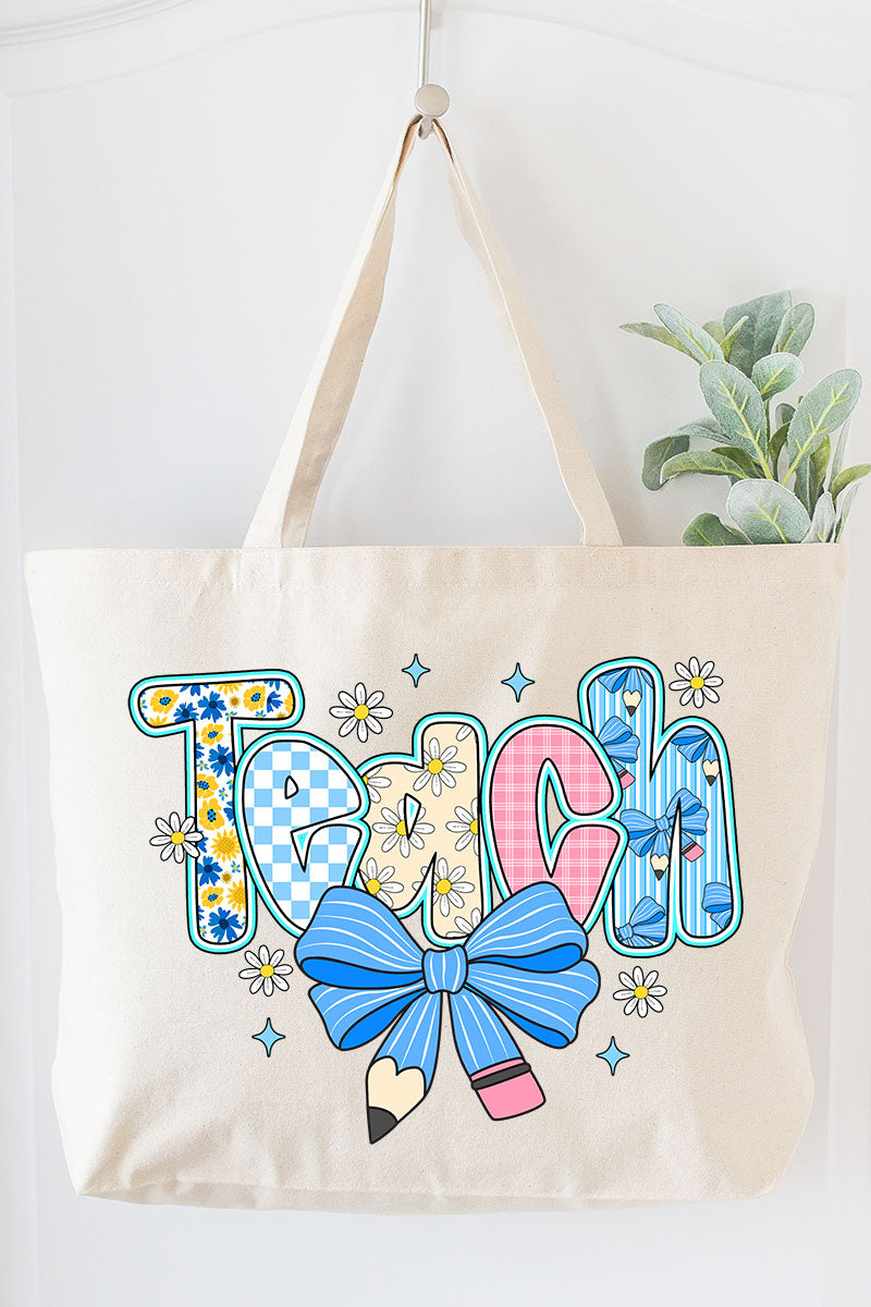 Daisy Days Teach Canvas Jumbo Tote