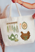 Herbs And Heirlooms Canvas Jumbo Tote