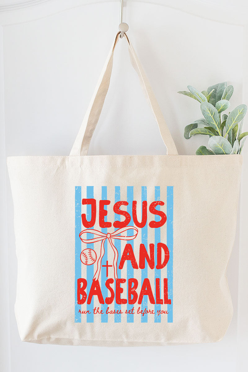 Jesus And Baseball Canvas Jumbo Tote