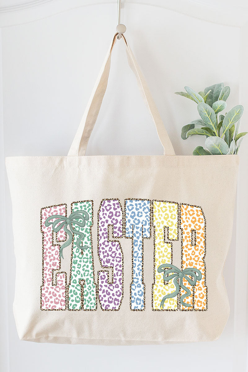 Pastel Easter Coquette Canvas Jumbo Tote