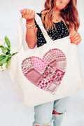 Patchwork Heart Canvas Jumbo Tote