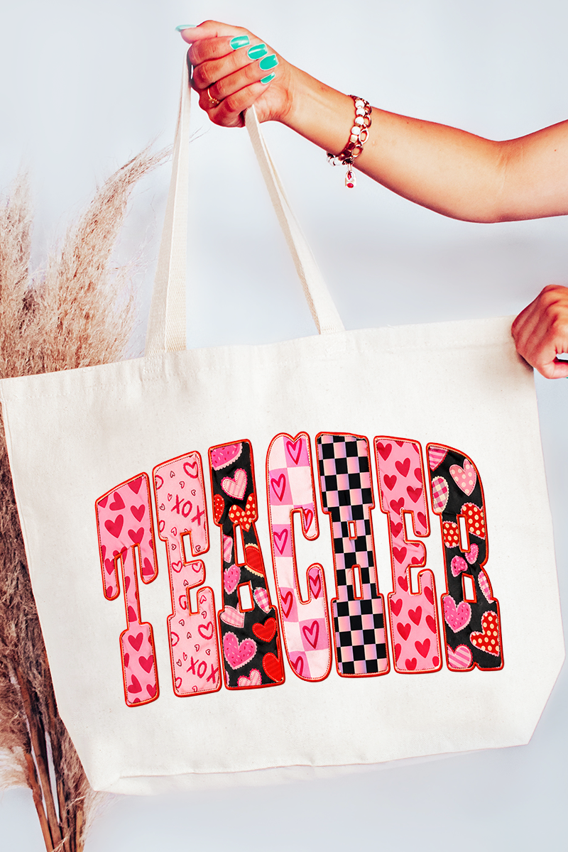 Teacher Full Of Love Canvas Jumbo Tote