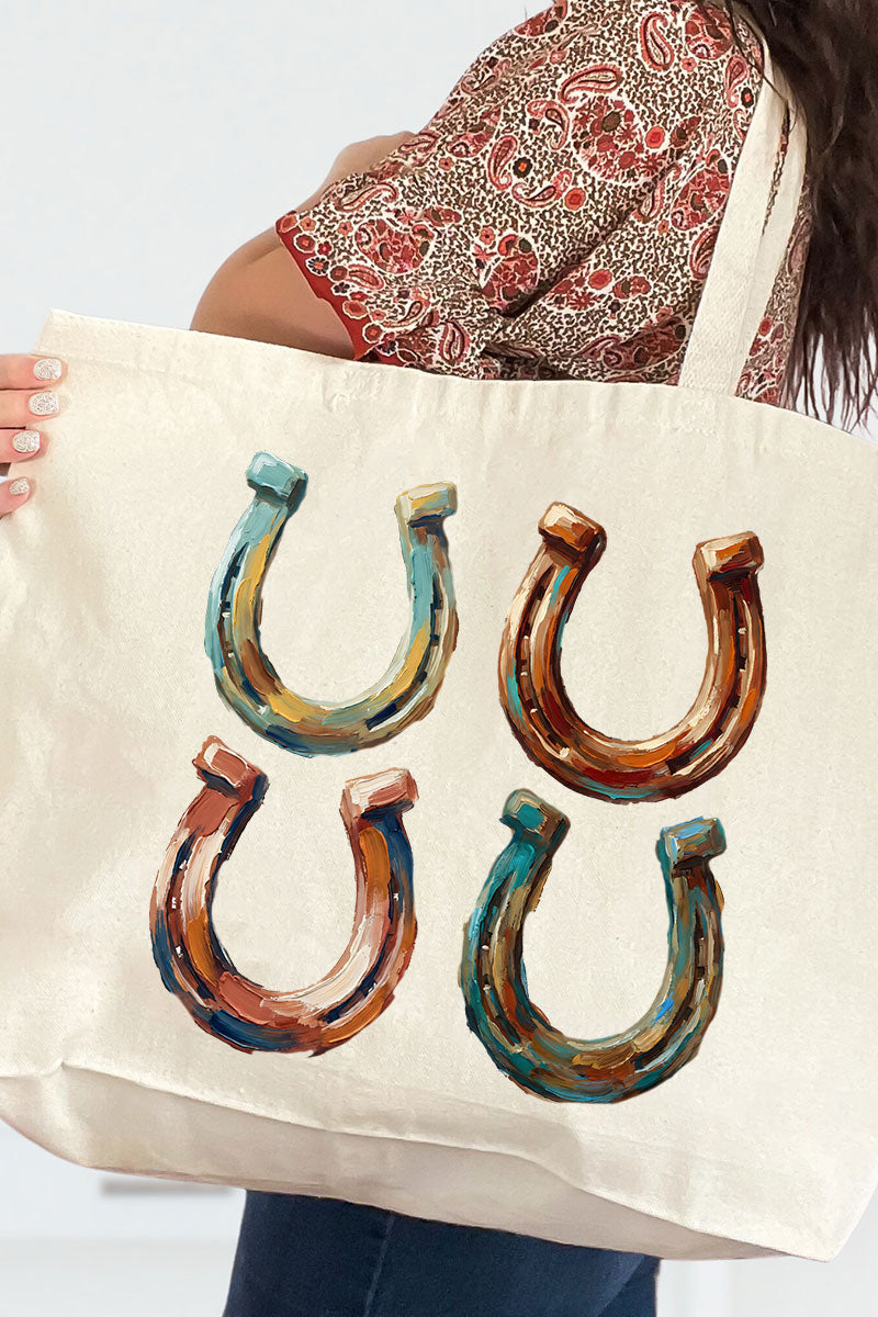 The Painted Horseshoes Canvas Jumbo Tote