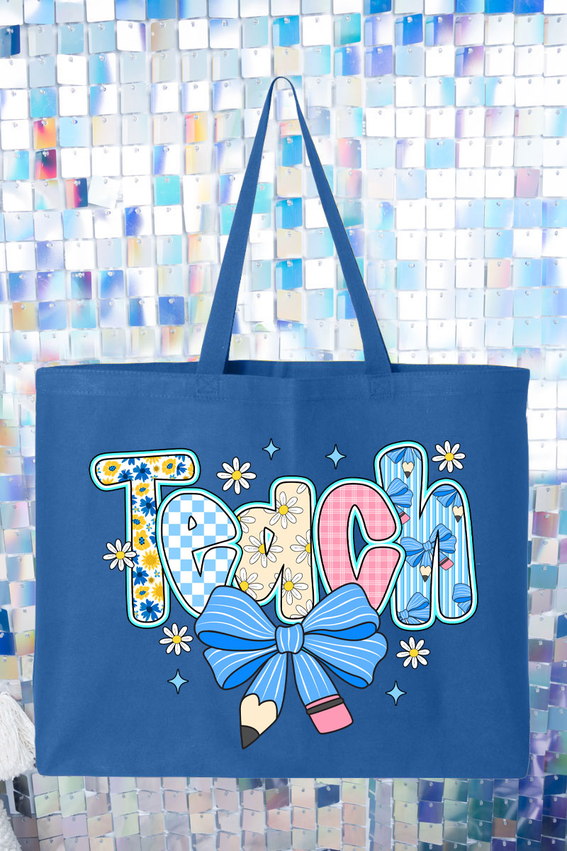 Daisy Days Teach Canvas Jumbo Tote