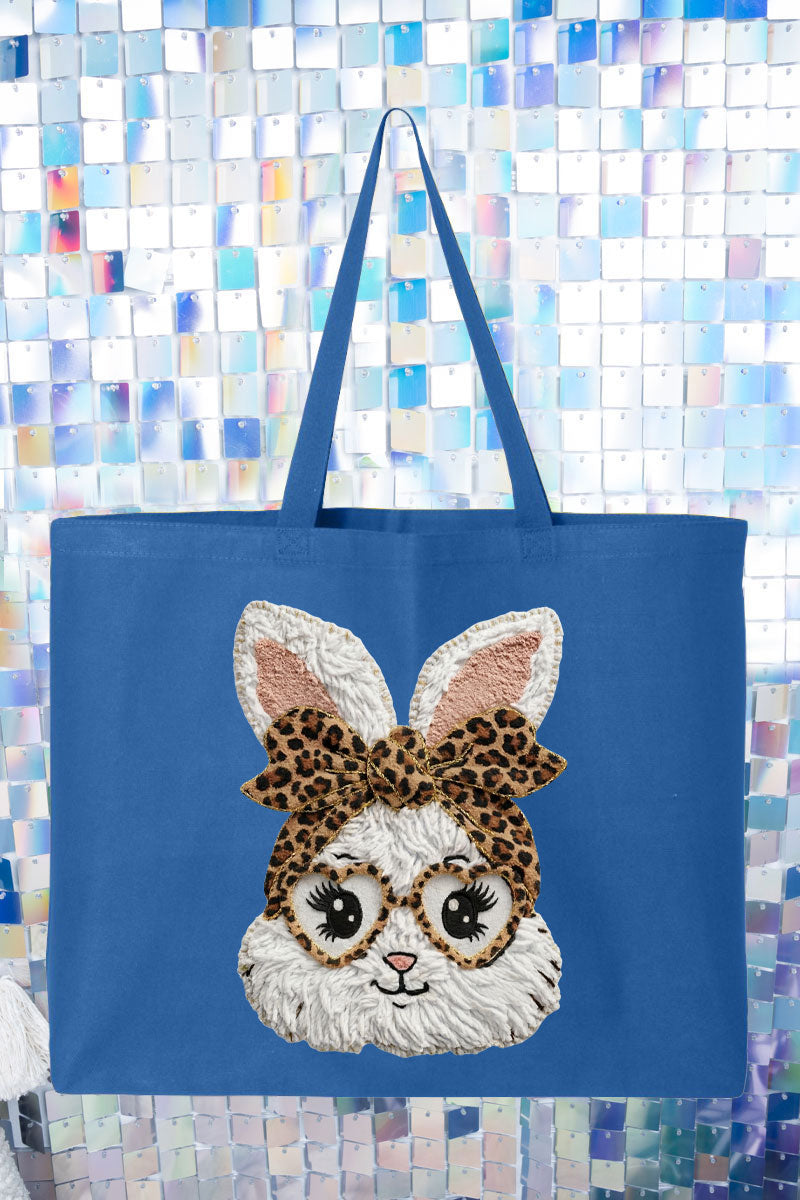 Faux Yarn Easter Bunny Canvas Jumbo Tote