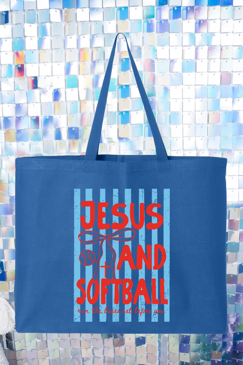 Jesus And Softball Canvas Jumbo Tote